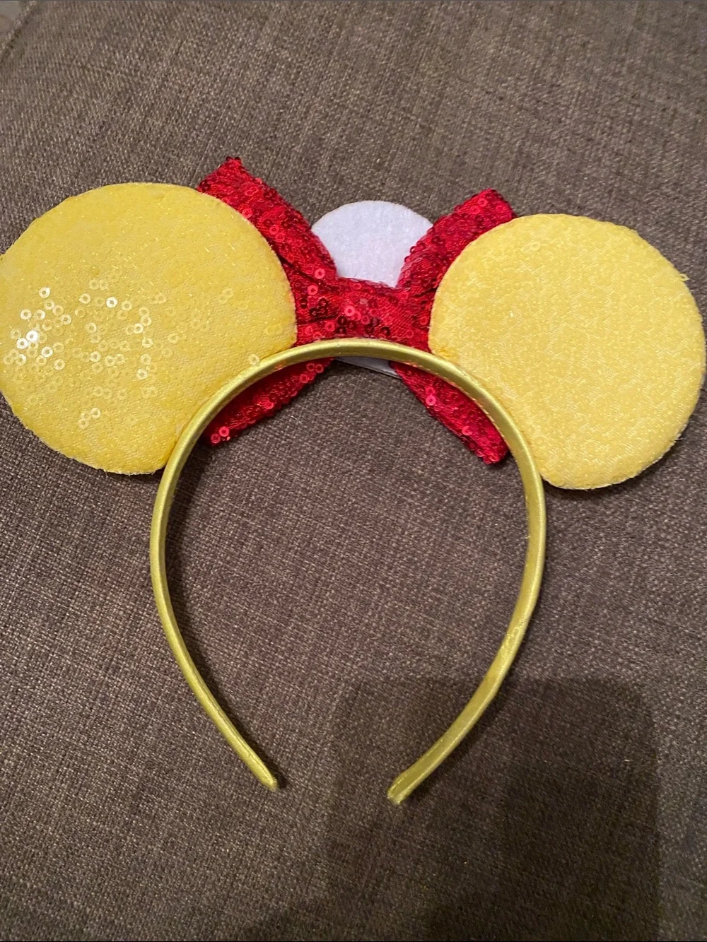 Disney Lion King Hakuna Matata Sequin Bow Ear Headband - Red & Yellow